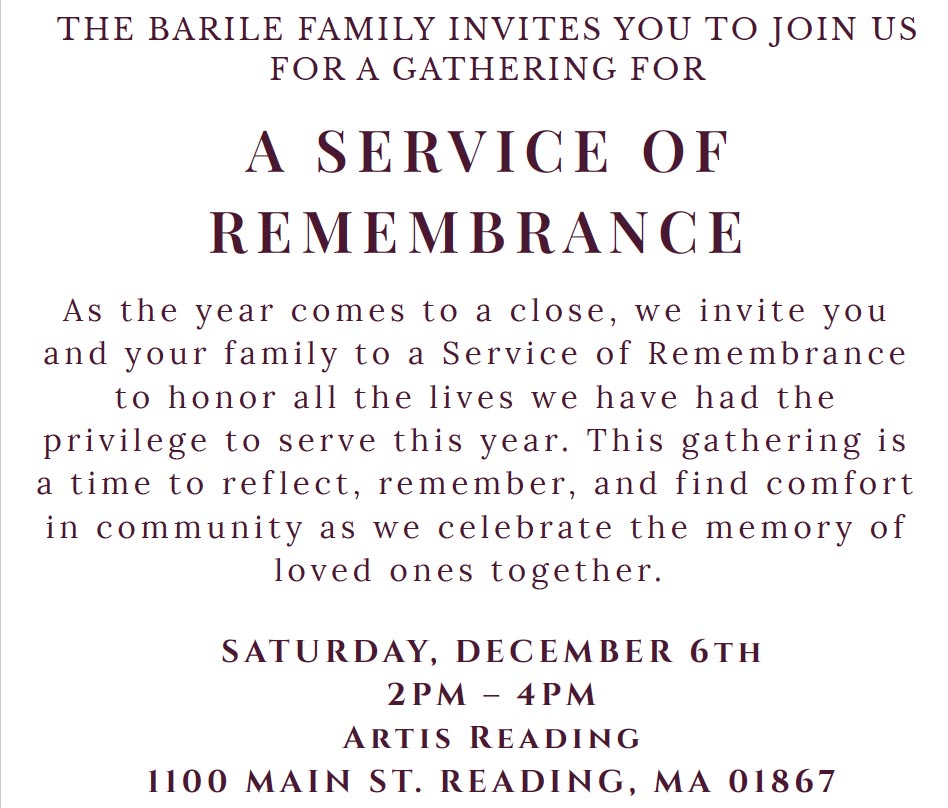 Barile Family Funeral Homes & Cremation Service, Stoneham and Reading, MA